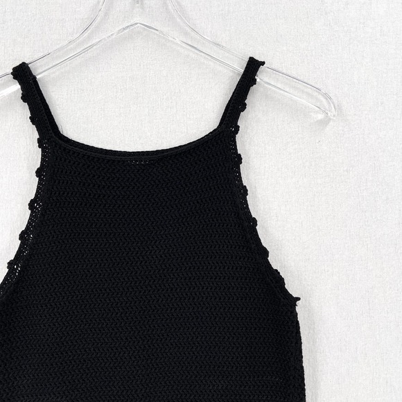 ARITZIA WILFRED Sunset Top Womens Small Black Crochet Cropped Strappy Tank - Picture 3 of 12